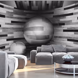 Planete Discount PD12959-400-280, Papier peint non tissé, Gris, Gris, Noir, 120 g/m², Gray sphere, 4000 mm