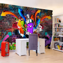 Planete Discount PD14675-400-280, Papier peint non tissé, Multicolore, Colorful, 120 g/m², Graffiti: Colourful attack, 4000 m ...