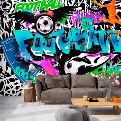 Planete Discount PD14676-200-140, Papier peint non tissé, Multicolore, Colorful, 120 g/m², Sports Graffiti, 2000 mm
