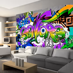 Planete Discount PD14680-400-280, Papier peint non tissé, Multicolore, Colorful, 120 g/m², Words of City, 4000 mm