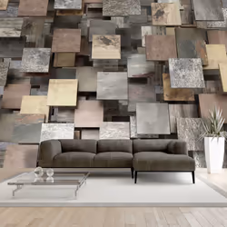 Planete Discount PD12964-200-140, Papier peint non tissé, Beige, Gris, Gris, Beige, 120 g/m², Square Structure, 2000 mm