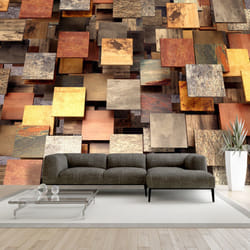 Planete Discount PD12965-350-245 papier-peint Papier peint non tissé Gris, Orange, Jaune