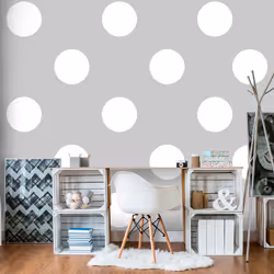 Planete Discount PD13898-400-280, Papier peint non tissé, Gris, Blanc, Gris, Blanc, Charming Dots, 4000 mm, 50 cm