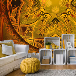Planete Discount PD14244-100-70, Papier peint non tissé, Vert, Jaune, Vert, Jaune, 120 g/m², Mandala: Golden Poem, 1000 mm