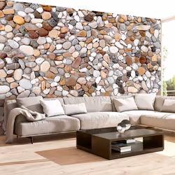 Planete Discount PD13920-400-280, Papier peint non tissé, Gris, Blanc, Gris, Blanc, Stone Beach, 4000 mm, 50 cm