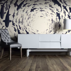 Planete Discount PD13240-100-70, Papier peint non tissé, Beige, Noir, Crème, Beige, Noir, Crème, 120 g/m², Fish swirl, 1000 m ...