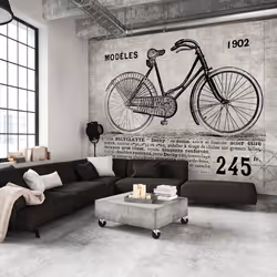 Planete Discount PD15038-400-280, Papier peint non tissé, Gris, Gris, Noir, 120 g/m², Bicycle (Vintage), 4000 mm