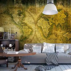 Planete Discount PD13338-100-70, Papier peint non tissé, Vert, Jaune, Jaune, Vert, 120 g/m², Journey through the Old World, 1 ...