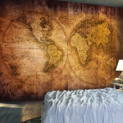 Planete Discount PD13339-100-70, Papier peint non tissé, Vert, Jaune, Jaune, Vert, 120 g/m², World on old map, 1000 mm