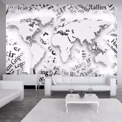 Planete Discount PD13342-200-140, Papier peint non tissé, Noir, Blanc, Noir Et Blanc, 120 g/m², The world of newspapers, 2000 ...
