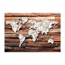 Papier peint intissé Carte du monde Map On Wood - PD13343-400-280