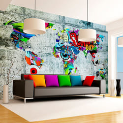 Papier peint intissé Carte du monde Map - Graffiti - PD13344-400-280