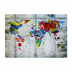 Papier peint intissé Carte du monde Map - Graffiti - PD13344-400-280