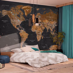 Planete Discount PD13351-400-280, Papier peint non tissé, 120 g/m², World: Stylish Map, 4000 mm, 50 cm, 2800 mm
