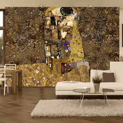 Planete Discount PD14597-150-105, Papier peint non tissé, Jaune, Colorful, Jaune, 120 g/m², Klimt inspiration - Golden Kiss, ...