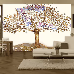 Planete Discount PD13125-100-70, Papier peint non tissé, Crème, Jaune, Crème, Jaune, Colorful, 120 g/m², Arbre doré, 1000 mm
