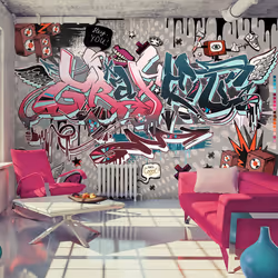 Planete Discount PD14689-300-210, Papier peint non tissé, Multicolore, Colorful, 120 g/m², Graffiti: hey You!, 3000 mm