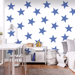 Planete Discount PD13942-400-280, Papier peint non tissé, Bleu, Blanc, Blanc, Bleu, Blue Star, 4000 mm, 50 cm