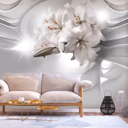 Planete Discount PD13558-400-280, Papier peint non tissé, Gris, Rouge, Gris, Rouge, 120 g/m², Lilies in the Tunnel, 4000 mm
