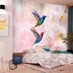 Planete Discount PD13248-350-245, Papier peint non tissé, Rose, Rose, Colorful, 120 g/m², Colourful Hummingbirds (Pink), 3500 ...