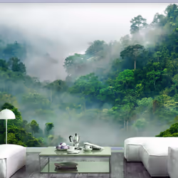 Planete Discount PD14345-400-280, Papier peint non tissé, Vert, Blanc, Blanc, Vert, 120 g/m², Morning Fog, 4000 mm