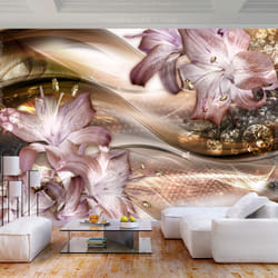 Papier peint intissé Abstractions Lilies on the Wave (Brown) - PD13126-400-280