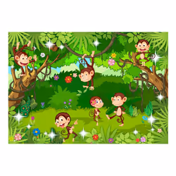 Papier peint intissé Pour enfants Monkey Tricks - PD14635-400-280