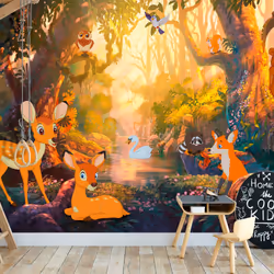 Planete Discount PD14636-400-280, Papier peint non tissé, Vert, Orange, Rose, Rose, Orange, Vert, 120 g/m², Animals in the Fo ...