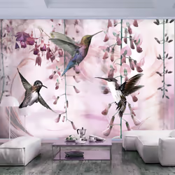 Planete Discount PD13252-100-70, Papier peint non tissé, Beige, Rose, Beige, Rose, 120 g/m², Flying Hummingbirds (Pink), 1000 ...