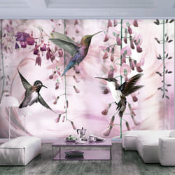 Papier peint intissé Animaux Flying Hummingbirds (Pink) - PD13252-400-280