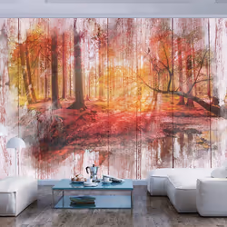 Planete Discount PD14349-400-280, Papier peint non tissé, Gris, Orange, Rouge, Gris, Rouge, Orange, 120 g/m², Autumnal Forest ...