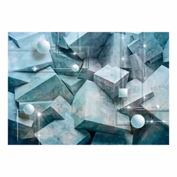 Papier peint intissé 3D et Perspective Concrete Cubes (Green) - PD12971-400-280