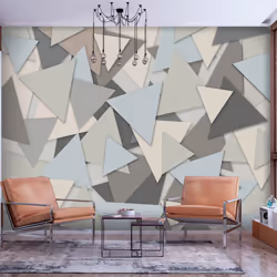 Planete Discount PD13961-400-280, Papier peint non tissé, Beige, Bleu, Vert, Gris, Bleu, Beige, Gris, Vert, Geometric Puzzle, ...