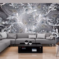 Planete Discount PD14249-100-70, Papier peint non tissé, Noir, Blanc, Noir Et Blanc, 120 g/m², Oriental Pattern, 1000 mm