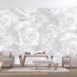 Planete Discount PD13570-200-140, Papier peint non tissé, Gris, Blanc, Gris, Blanc, 120 g/m², Plaster Flowers, 2000 mm