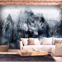 Planete Discount PD13256-100-70, Papier peint non tissé, Noir, Blanc, Noir Et Blanc, 120 g/m², Mountain Predator (Black and W ...
