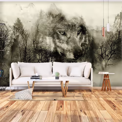 Planete Discount PD13258-250-175, Papier peint non tissé, Beige, Noir, Noir, Beige, 120 g/m², Mountain Predator (Beige), 2500 ...