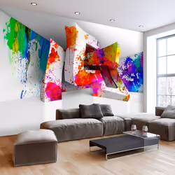 Planete Discount PD12975-400-280, Papier peint non tissé, Blanc, Blanc, Colorful, 120 g/m², Three-dimensional Shapes, 4000 mm