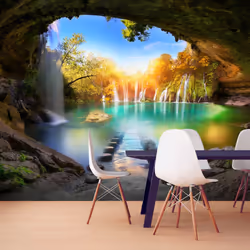 Planete Discount PD14354-400-280, Papier peint non tissé, Multicolore, Colorful, 120 g/m², Turquoise Lake, 4000 mm