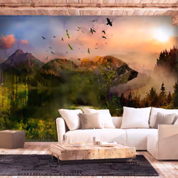 Planete Discount PD14355-400-280, Papier peint non tissé, Multicolore, Colorful, 120 g/m², Bear in the Mountain, 4000 mm