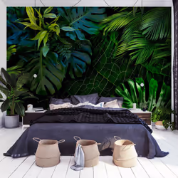 Planete Discount PD14356-150-105, Papier peint non tissé, Noir, Vert, Noir, Vert, 120 g/m², Dark Jungle, 1500 mm