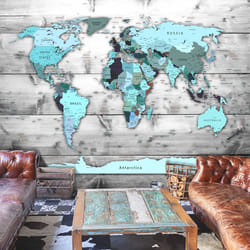 Papier peint intissé Carte du monde World Map: Blue Continents - PD13364-400-280