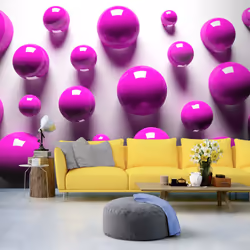 Planete Discount PD12978-100-70, Papier peint non tissé, Gris, Violet, Blanc, Violet, Blanc, Gris, 120 g/m², Purple Balls, 10 ...