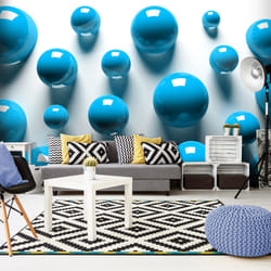 Papier peint intissé 3D et Perspective Blue Balls - PD12979-400-280
