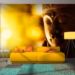 Planete Discount PD14252-400-280, Papier peint non tissé, Or, Jaune, Doré, Jaune, 120 g/m², Buddha - Enlightenment, 4000 mm