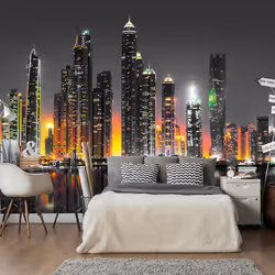 Planete Discount PD14832-400-280, Papier peint non tissé, Noir, Gris, Jaune, Gris, Noir, Jaune, 120 g/m², Desert City (Dubai) ...