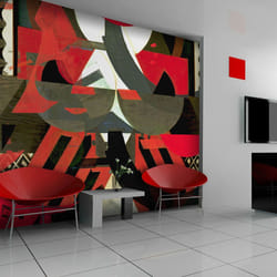 Papier peint intissé Abstractions Composition artistique en rouge - PD13134-400-309