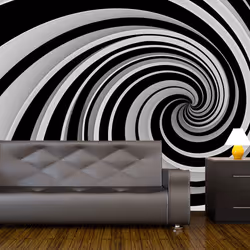 Planete Discount PD13135-350-270, Papier peint non tissé, Noir, Blanc, Noir Et Blanc, 120 g/m², Black and white swirl, 3500 m ...