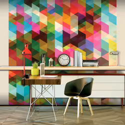 Planete Discount PD13975-400-309, Papier peint non tissé, Multicolore, Colorful, Colourful Geometry, 4000 mm, 50 cm