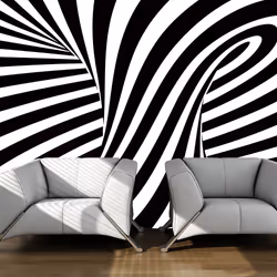 Planete Discount PD13139-350-270, Papier peint non tissé, Noir, Blanc, Noir Et Blanc, 120 g/m², art optique: noir et blanc, 3 ...